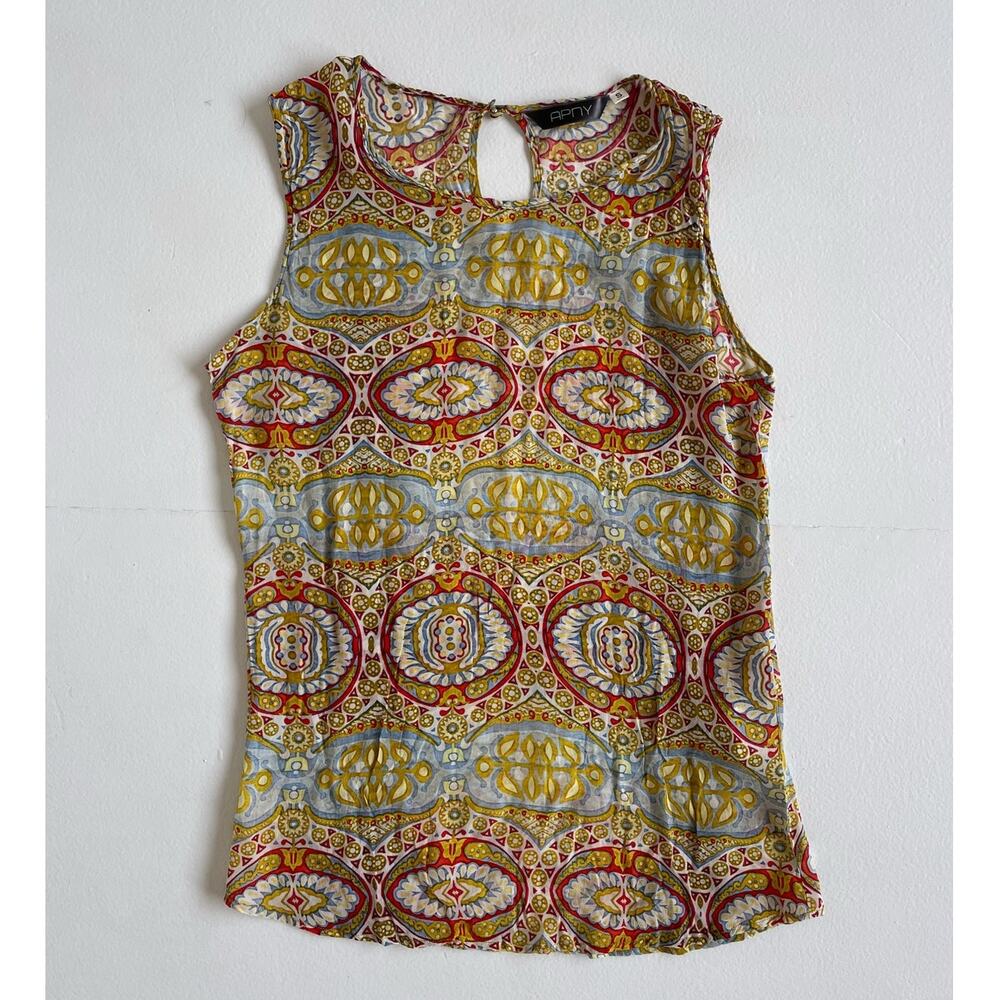 APNY Psychedelic Patterned Lightweight Viscose Sleeveless Top / Small / Boho